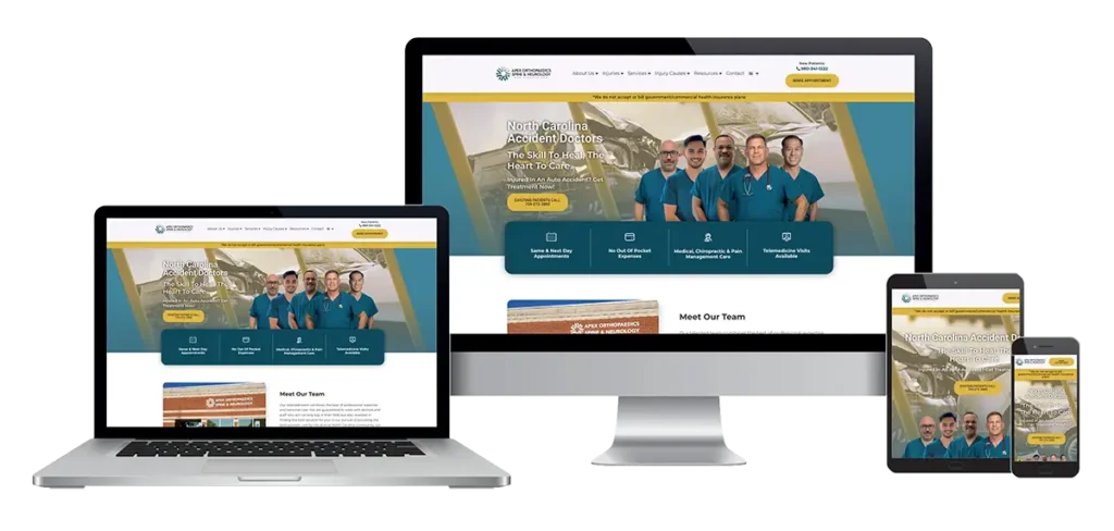 Apex Spine website on different devices