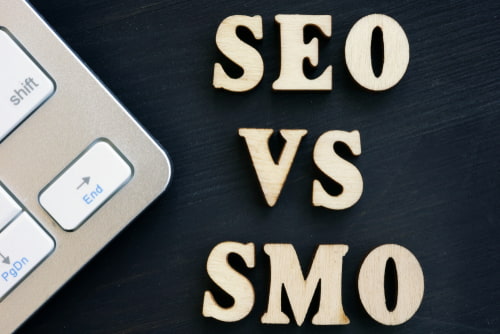 SEO vs SMO and keyboard, Search Engine Optimization vs Social Media Optimization