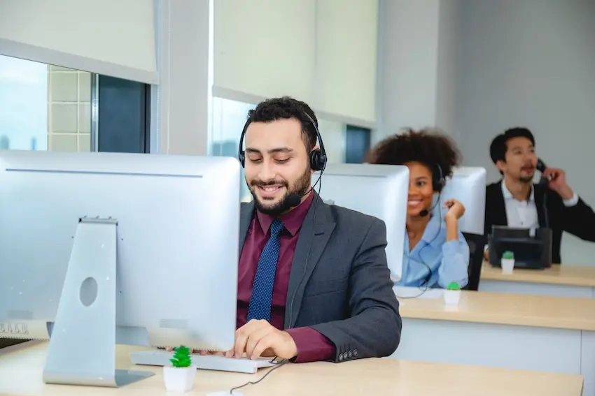 Professional call center team managing law firm intake calls on behalf of legal clients