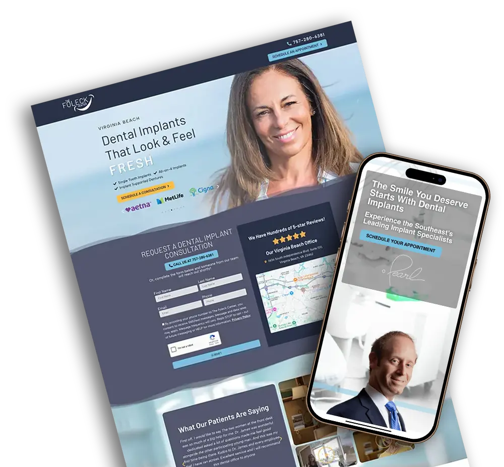 Desktop and mobile mockup of The Foleck Center website