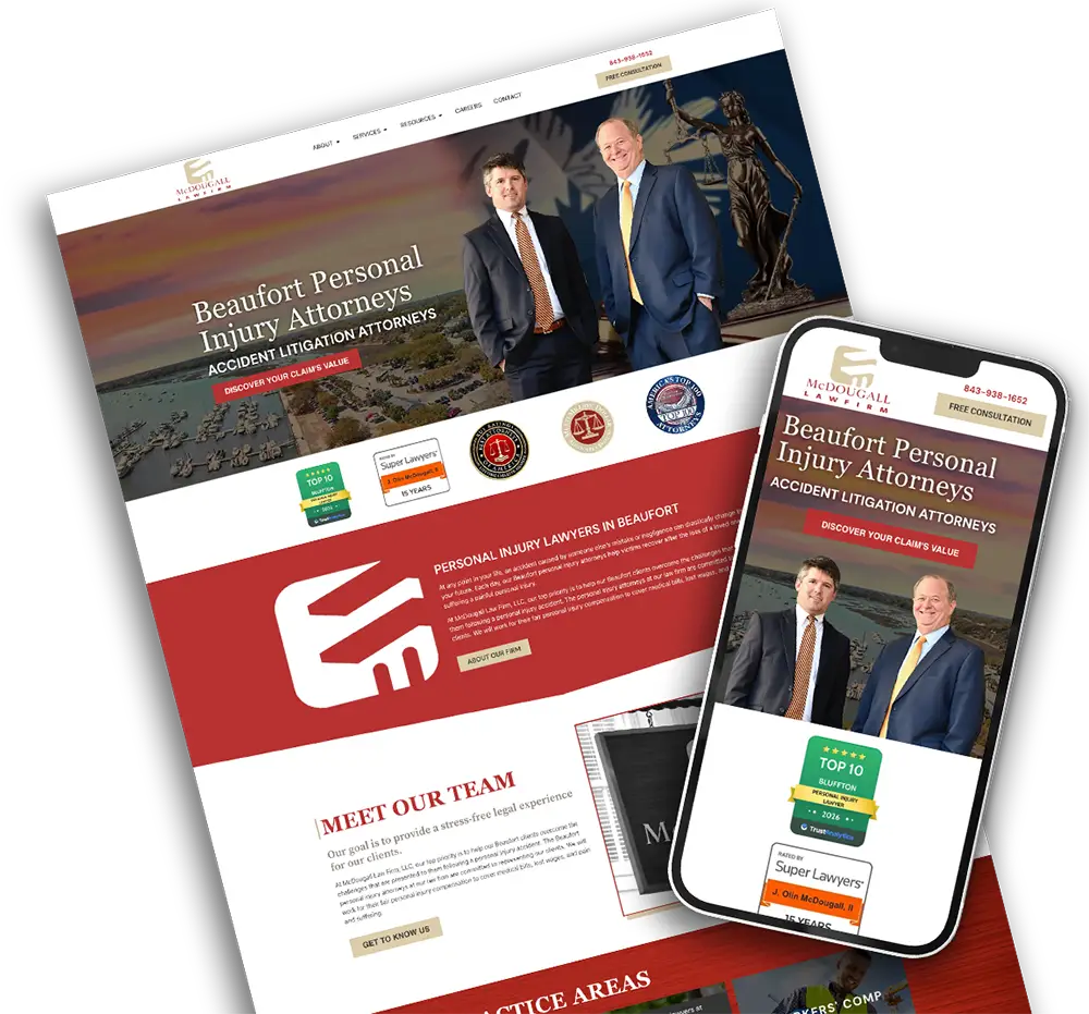 Desktop and mobile mockup of McDougall Law Firm website