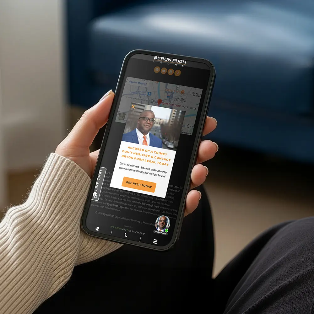 Byron Pugh Criminal Defense Lawyer in Nashville, TN website on mobile