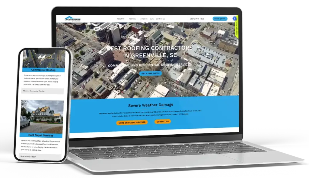 Lanier Roofing website mockup