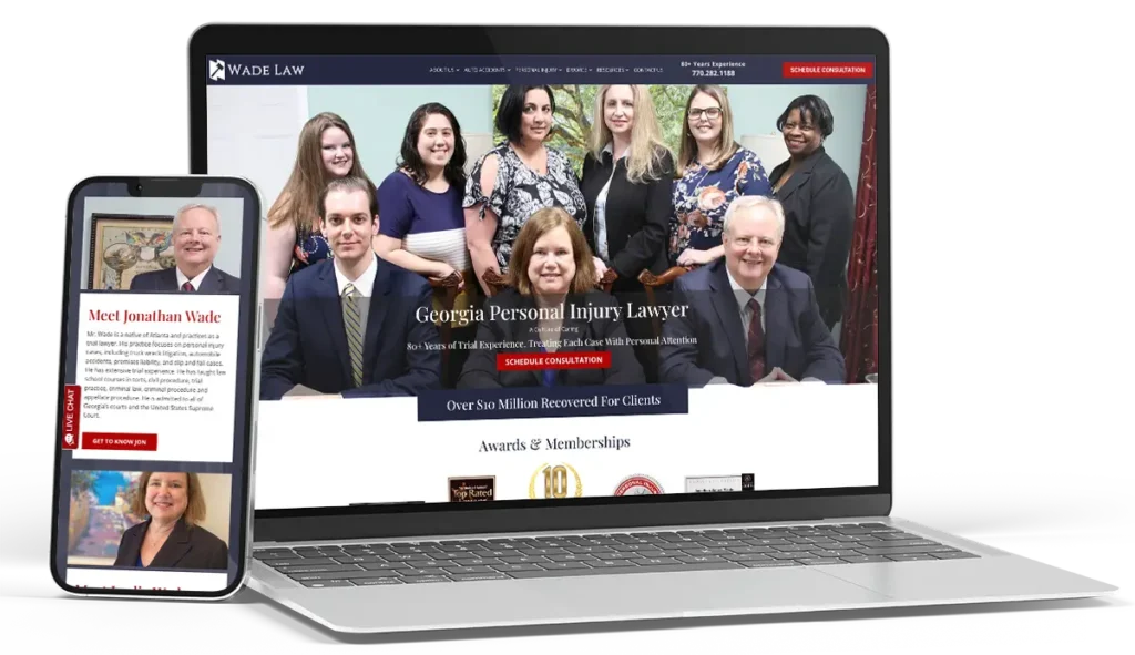 Wade Law website on laptop and mobile