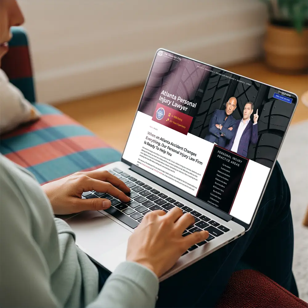 Personal injury website on a laptop