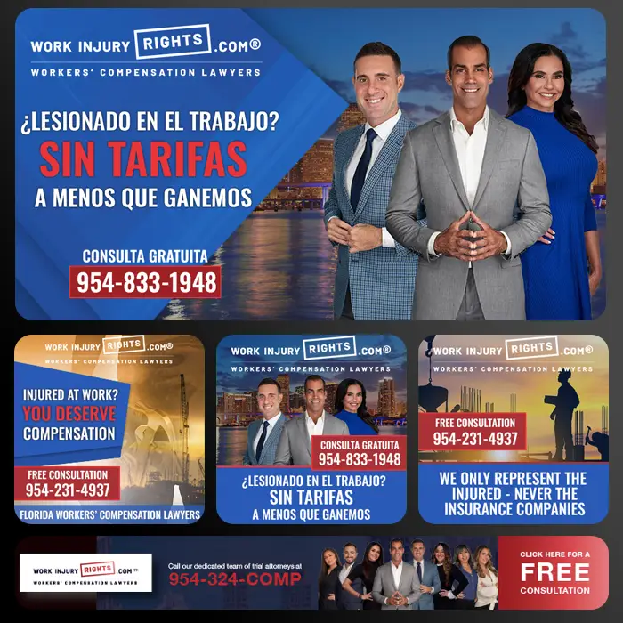 WorkInjuryRights.com™ ad examples in english and spanish
