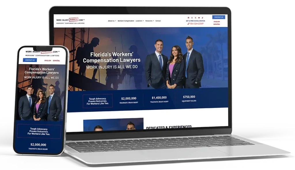 WorkInjuryRights.com™ website on laptop and mobile