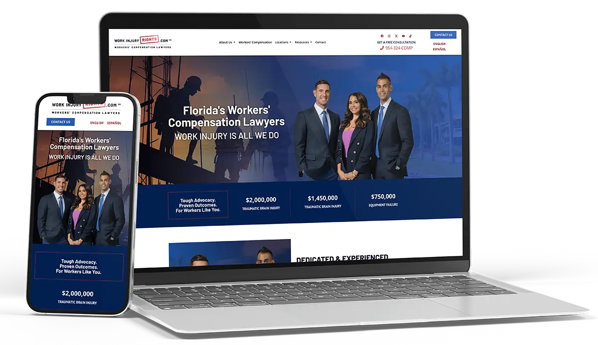 WorkInjuryRights.com™ website on laptop and mobile