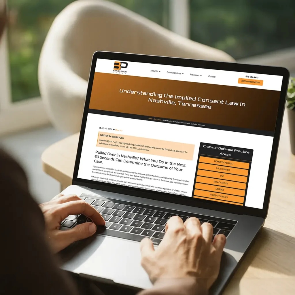 Criminal Defense website on laptop