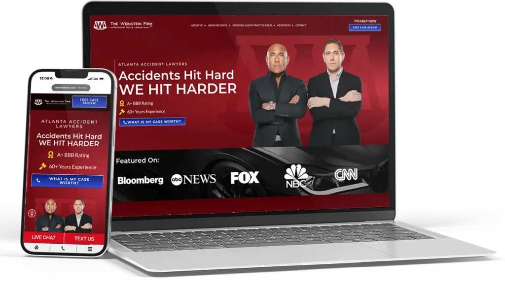 The Weinstein Firm website on mobile and laptop