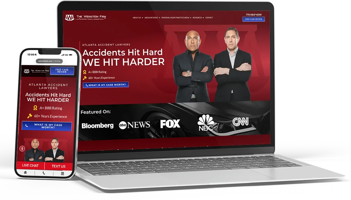 The Weinstein Firm website on mobile and laptop