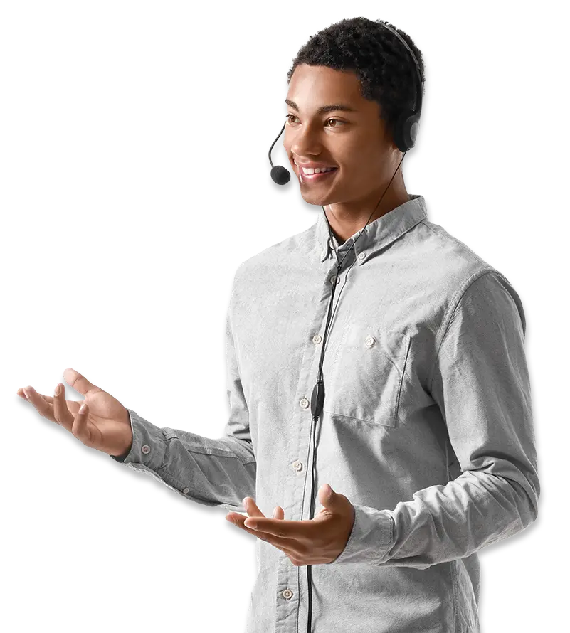 male bilingual intake specialist on the phone