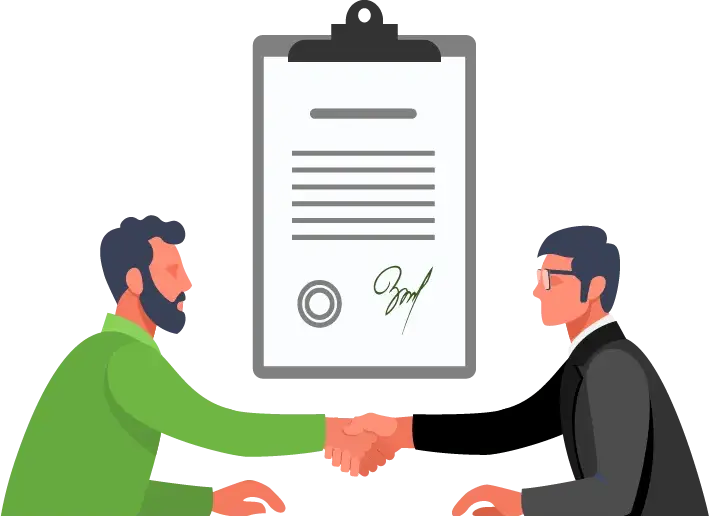 Lawyer and client shaking hands
