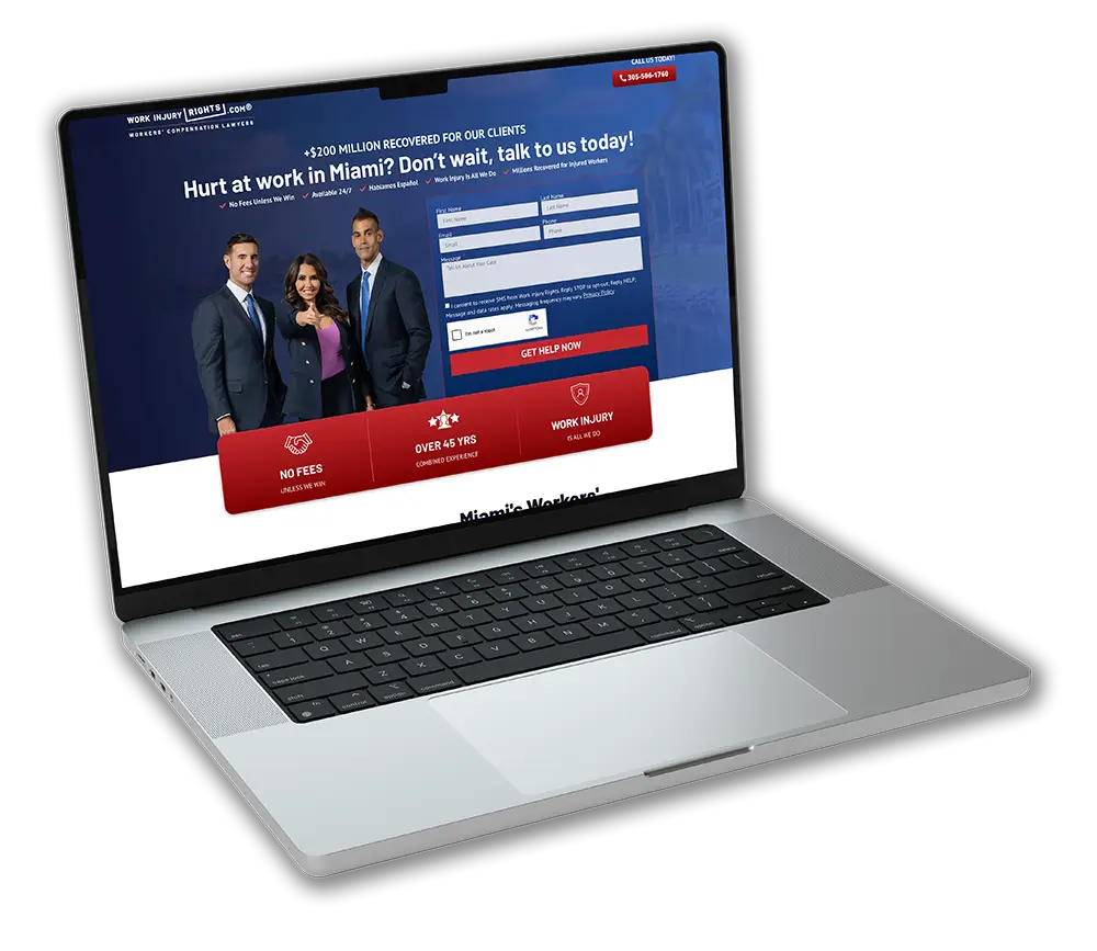 laptop with an ad landing page on it