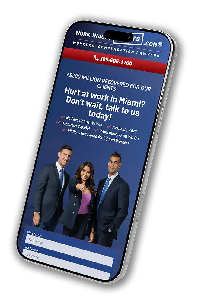mobile phone with an ad landing page on it