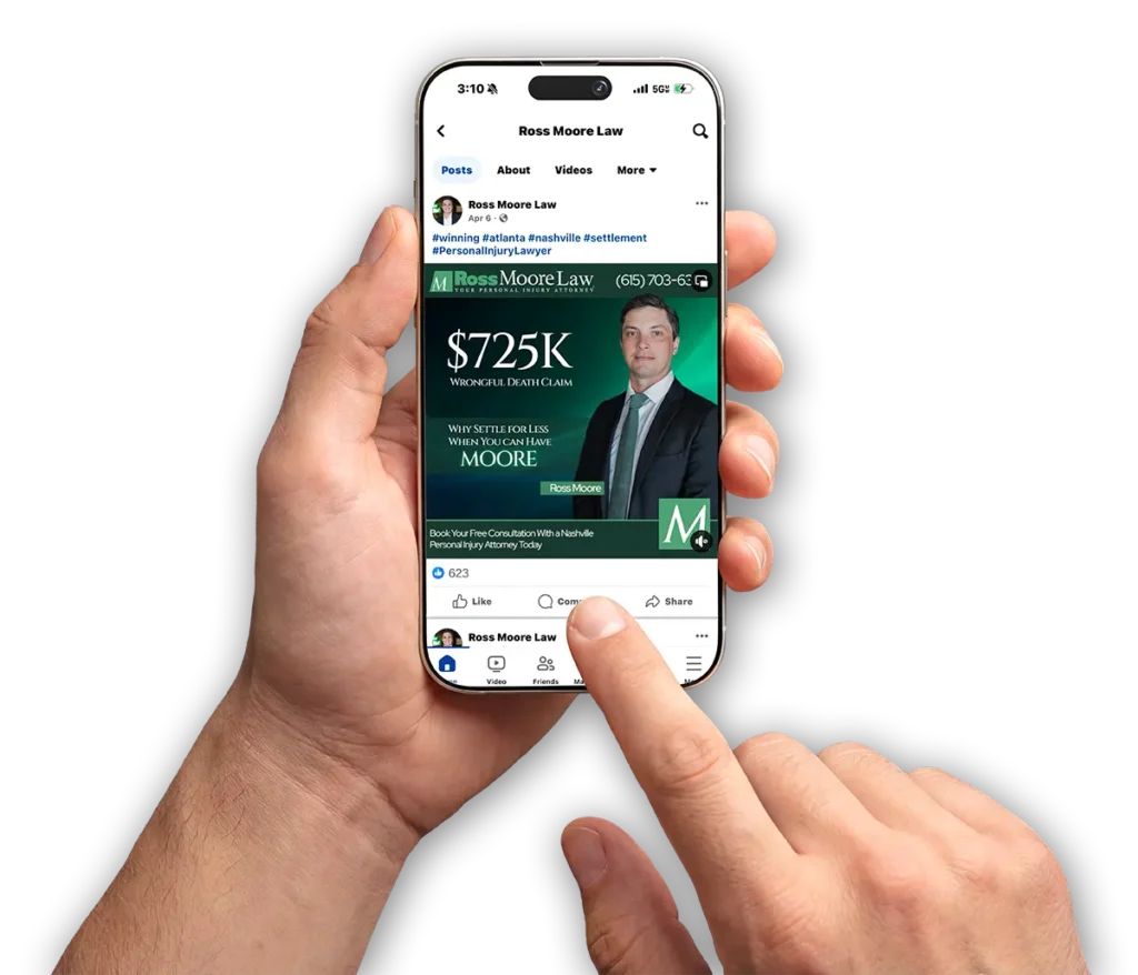 Hand liking a facebook post on their phone