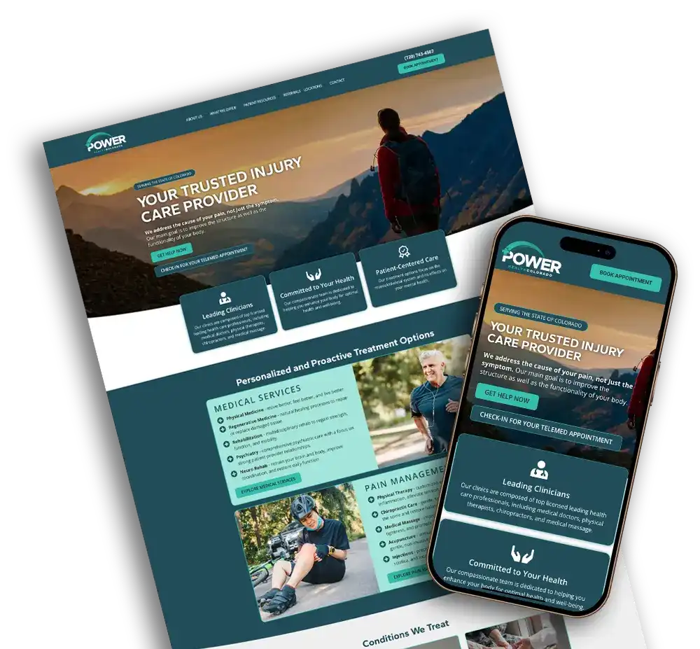 Desktop and mobile mockup of Power Health website